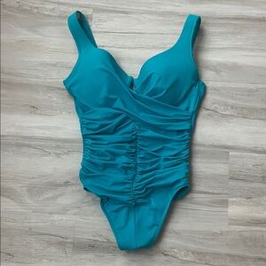 Miraclesuit Teal Ruched One-Piece Swimsuit